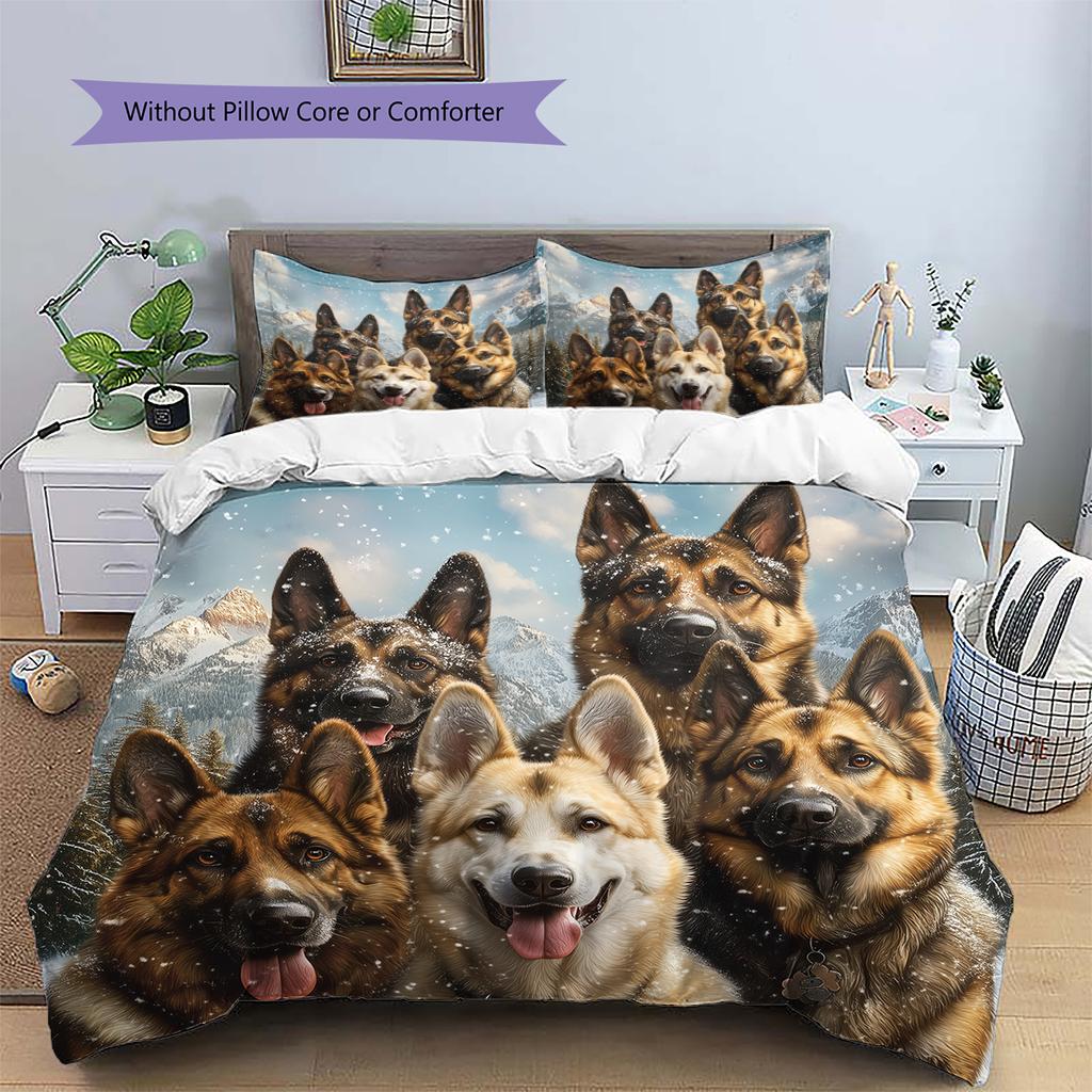 German Shepherd Pattern Bedding Home Decoration Birthday Gift (1 * duvet cover + 2 * pillowcase, without core)