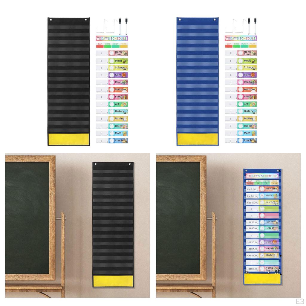 Denní rozvrh kapesní tabulka hodiny, čas, plánovač rozvrhu předmětů 15 mazatelných karet učení