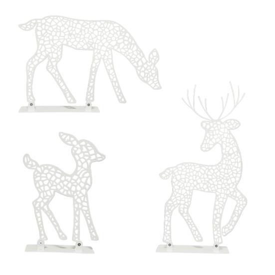 Julelysende Reinsdyrdekorasjon LED-belyst 2D Jernhjortfamilie for Gårdsplass Terrasse Plen Hage Hjem Skrivebordsdekorasjon