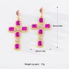 Pinkdudu Personality 3 Color Glass Cross Drop Earrings Vintage Romantic Luxury Rhinestone Earring for Women Jewelry PD1300