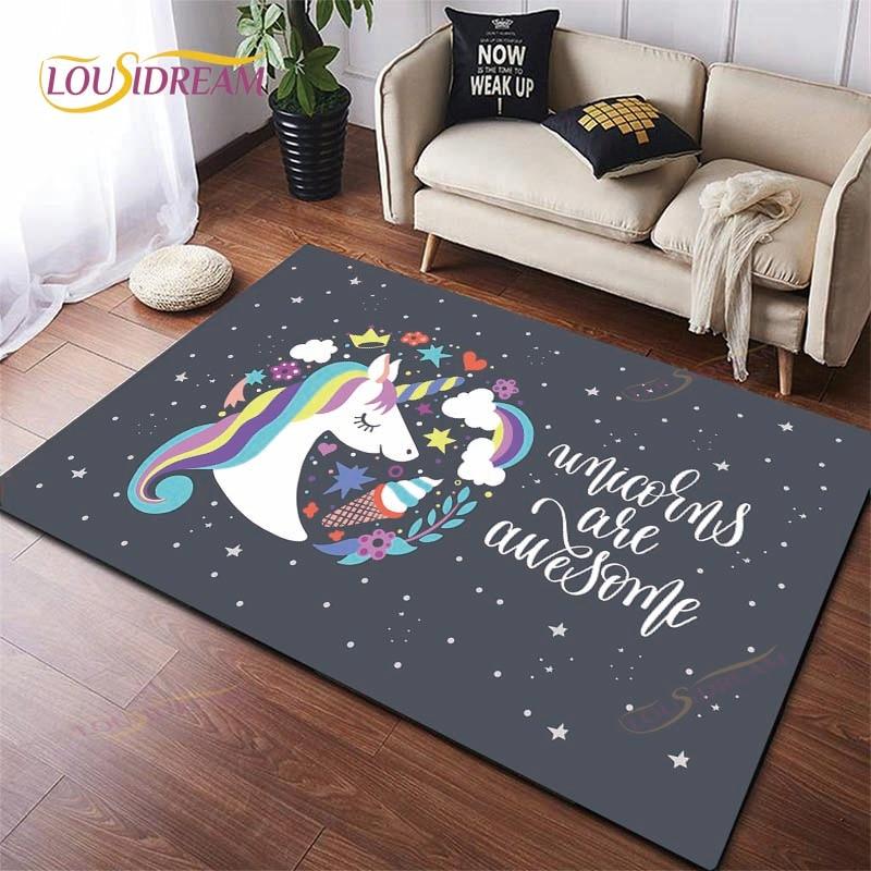 Cartoon Cute Unicorn Home Decor Bathroom  Soft Rugs Carpets for Living Room Rug for Kitchen on The Floor Mat Bedroom Mat