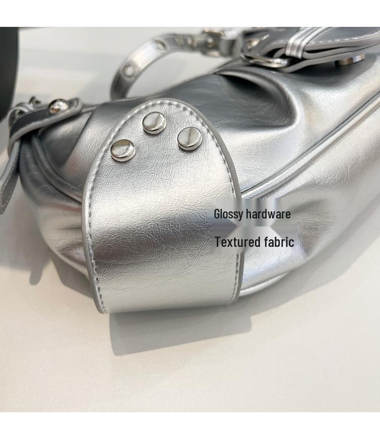 2026 Koreanischer Stil Damen Umhängetasche aus weichem Leder Motorradtasche