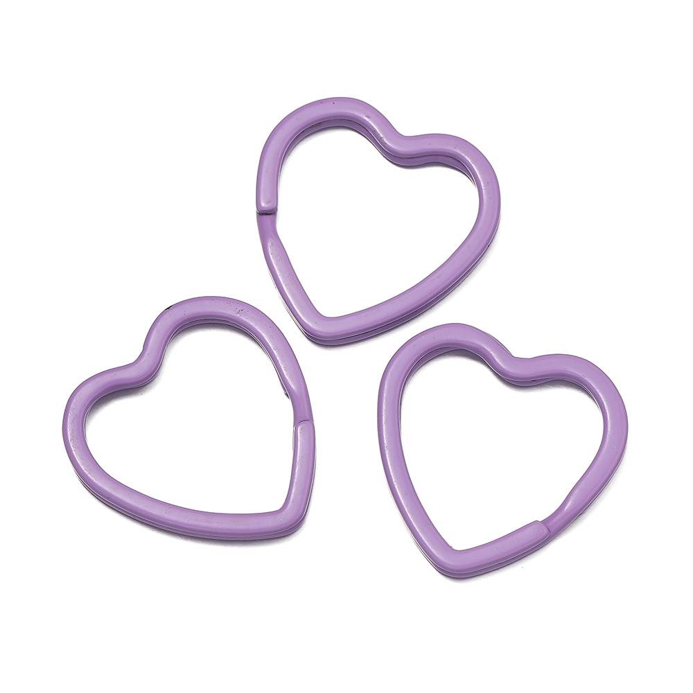 5pcs Cute Colorful Heart Spray Paint Keyring Keychain Split Ring Metal Car Key Ring for DIY Handmade Jewelry Making Accessories
