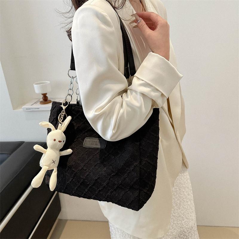Elegant Versatile Canvas Tote Bag In Black And White For Trendy Spring Fashion
