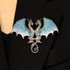 Gothic Fantasy Colorful Enamel Wings Lapel Pin Twin Winged Dragon Brooches for Women Men Game Cosplay Suit Coat Decor Jewelry