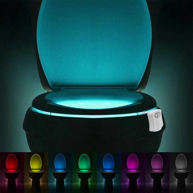 Toilet Night Light PIR Motion Sensing Automatic Toilet Night Light 8 Colors Toilet Bowl Lighting for Bathroom Washroom