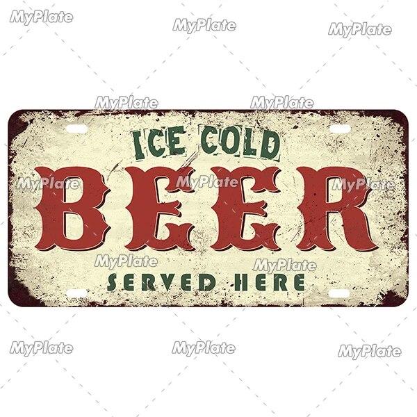 Drinking Beer Licenses Plate Garage Plaque Metal Tin Sign Decorative Car Plate For Living Room Door Club Garage Wall Decoration