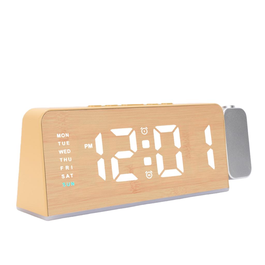 Projection Alarm Clock 3 Level Brightness LED Digital Clock with 180 degrees Rotatable Projector USB Charger for
