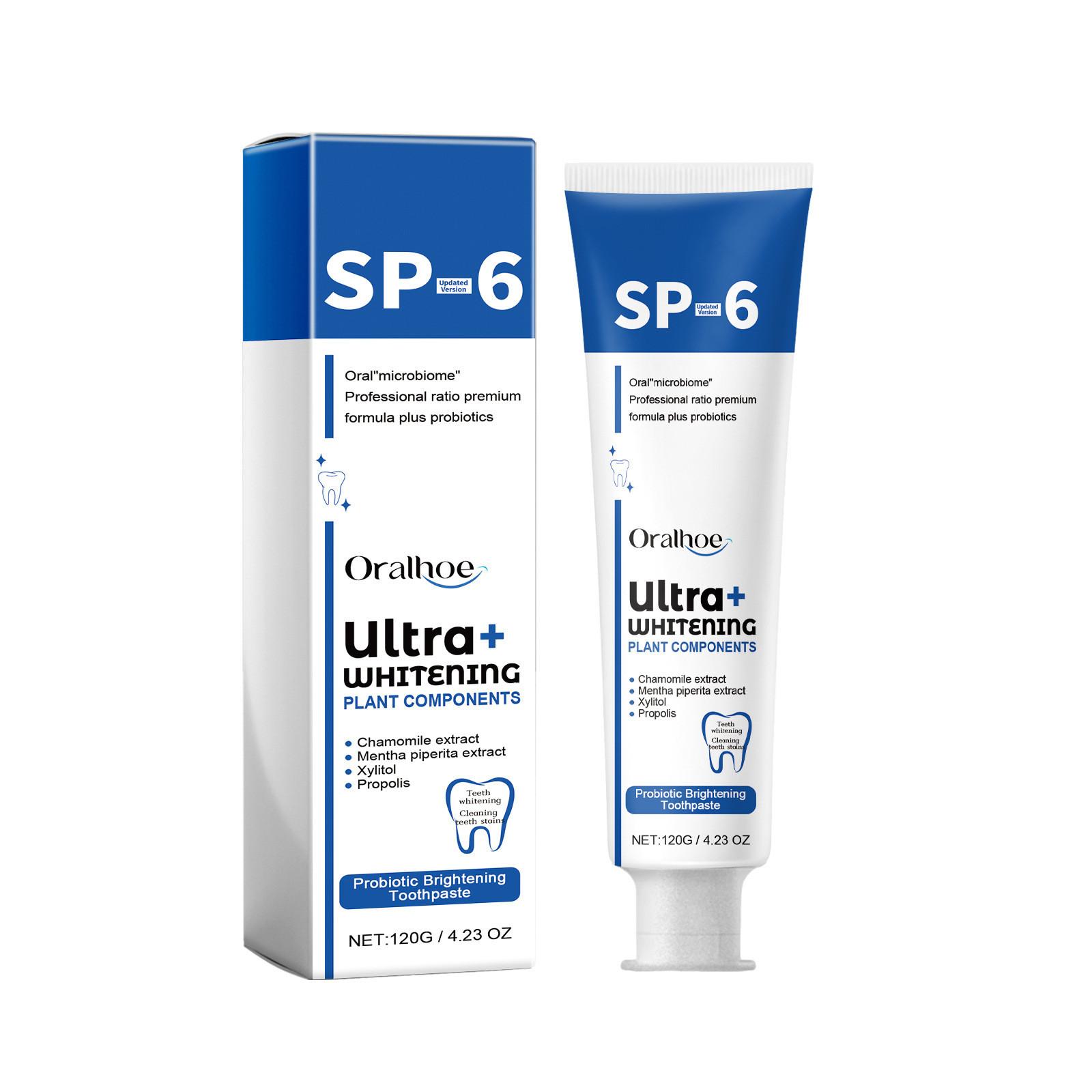 

Sp 6 Ultra Whitening, Зубная паста Sp 6, Ультра отбеливающая зубная паста Sp - 6, Осветляющая зубная паста с пробиотиками, Зубная паста для глубокой очистки, Свежее дыхание One Size синий
