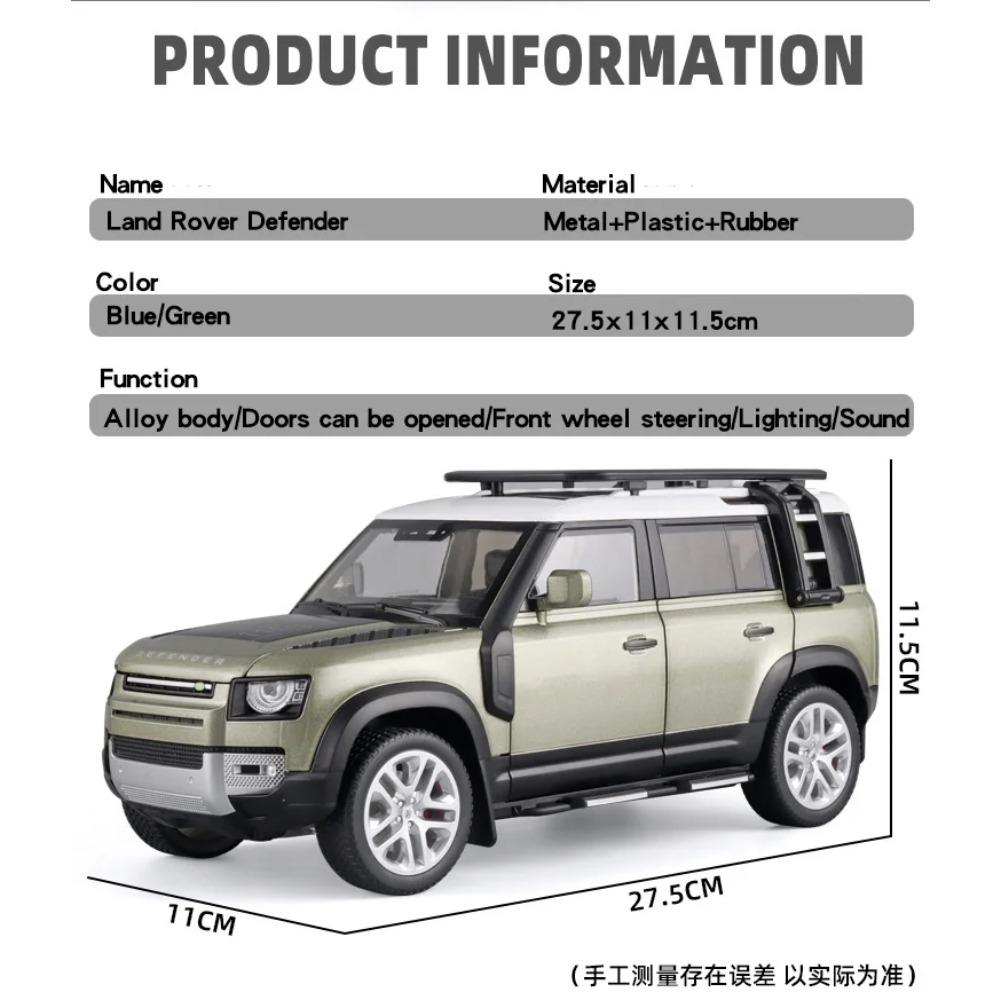 Large 1/18 Scale Land Rover Defender 110 Off Road SUV Alloy Metal Diecast Model Car Computer Desktop Ornament