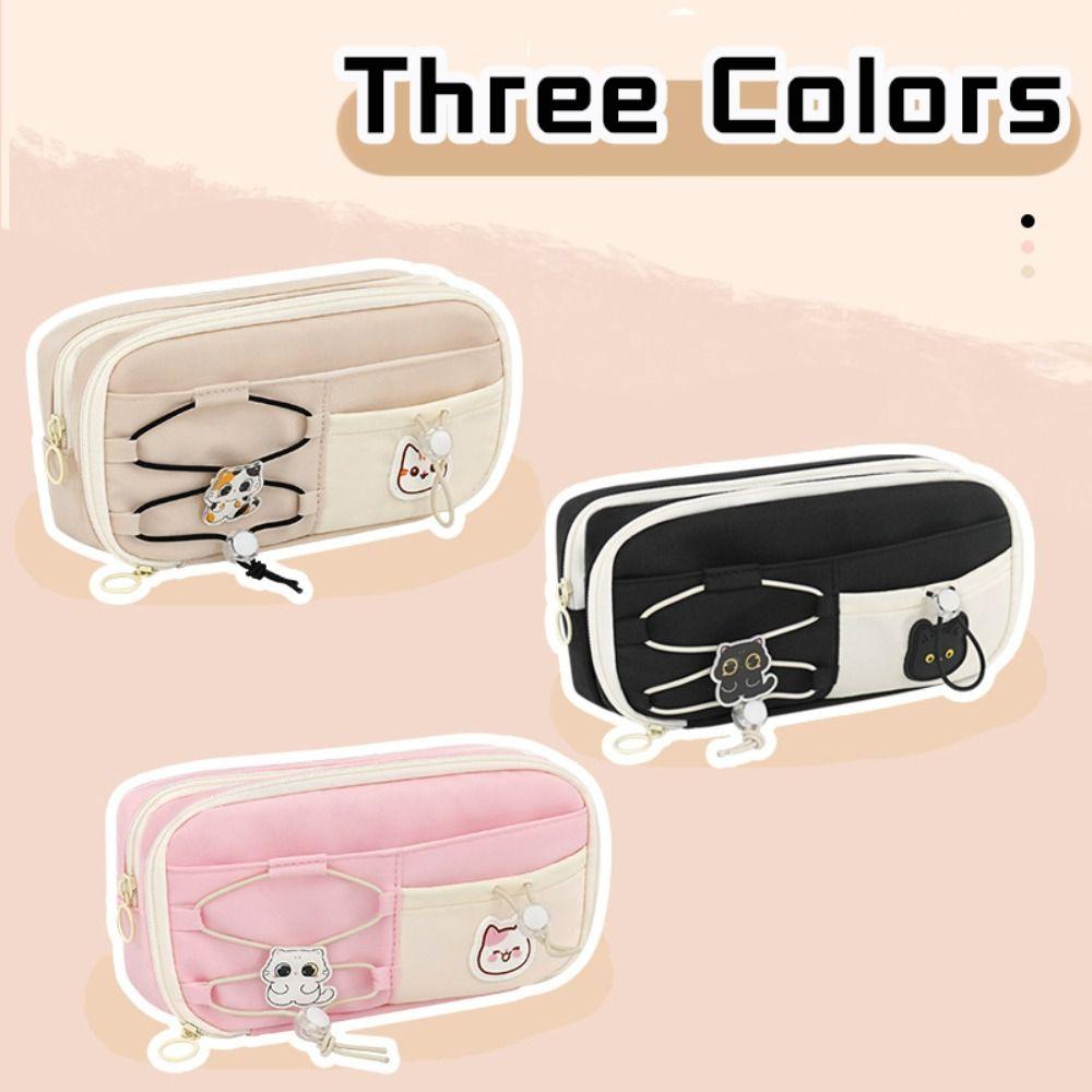 Black Cat Pencil Case Multi-layer Pen Box New Pen Bag  Back To School