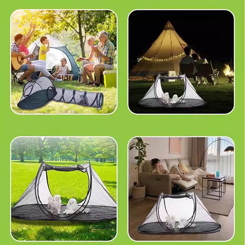 Pop Up Foldable Pet Mesh Tent, Portable Breathable Anti-Mosquito Playpen for Cats & Small Dogs