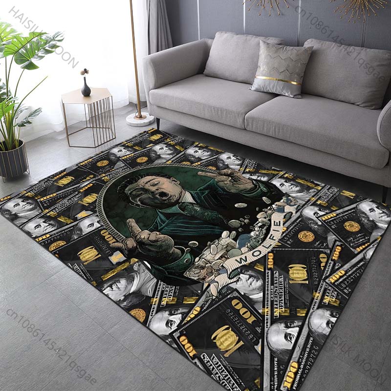 Personalized Dollars Print Carpet for Living Room Bedroom Sofa Home Decor Non-slip Floor Mat Modern Rugs Large Size