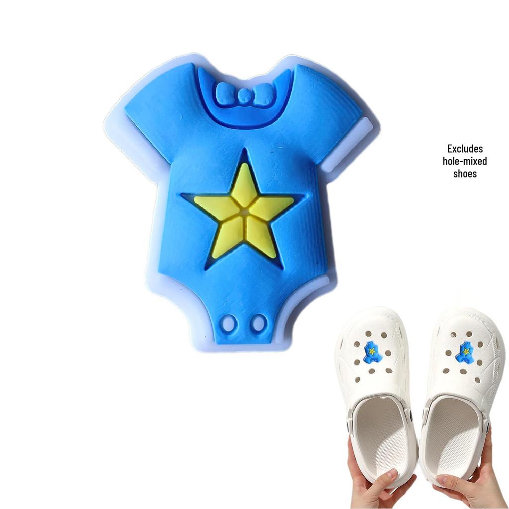 Blue Cartoon PVC Shoe Buckle: Cute Detachable Ornament for Hole Shoes