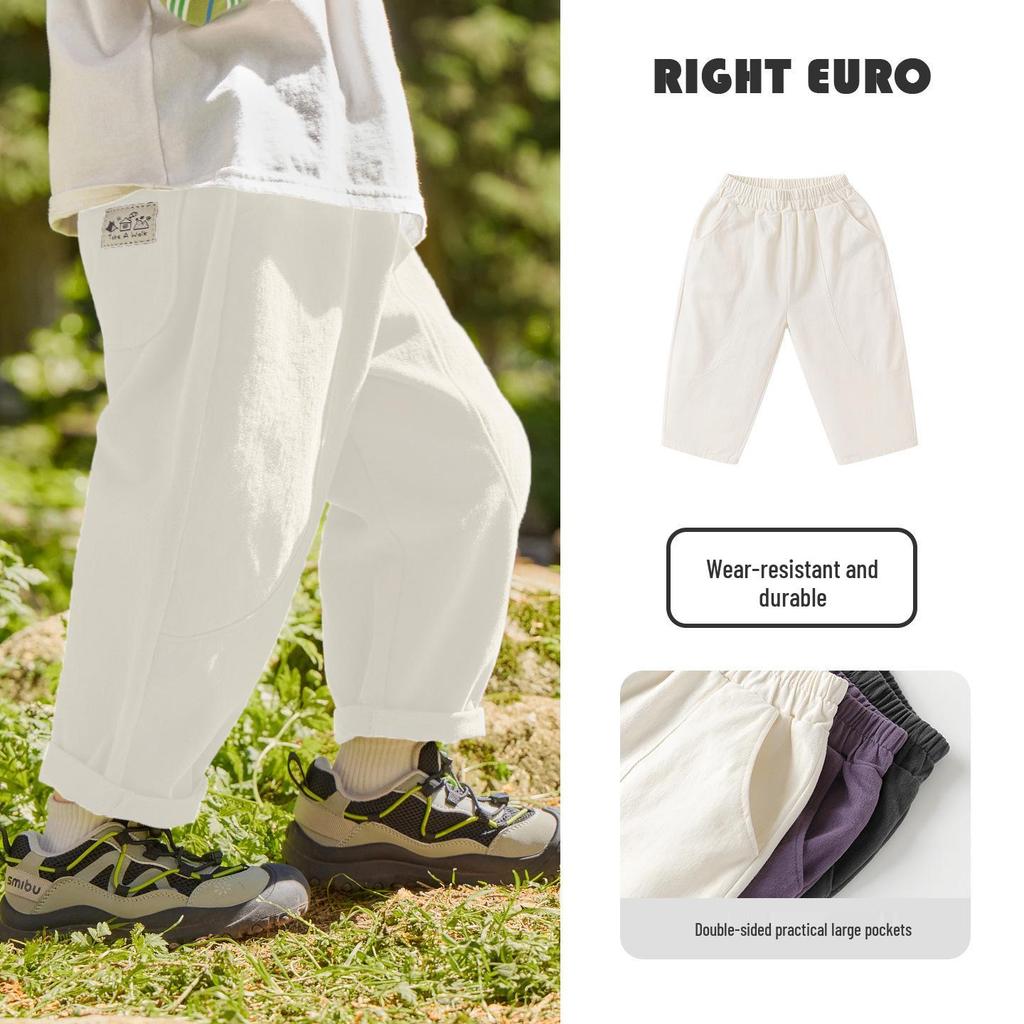 European Boy's Academy Pure Cotton Long Pants - Spring/Autumn 2026 New Style for Toddlers