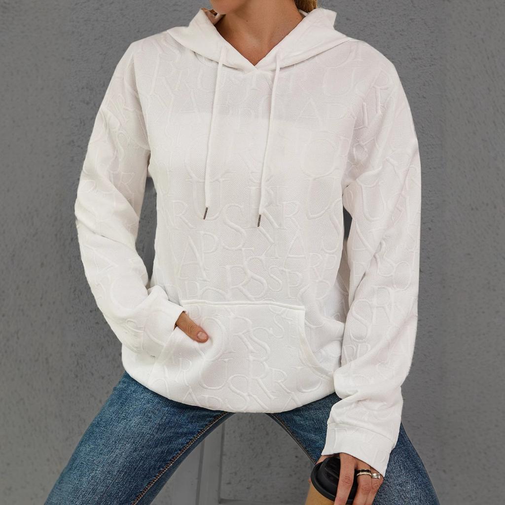 Damen Kapuzenpullover Langarm Lockerer Schnitt Buchstabendruck Pullover Sweatshirt Lässiges Oberteil