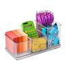 4 Piece Office Desktop Organizer Storage System Clear Plastic Desk Accessories Modular Design Office Home School Use