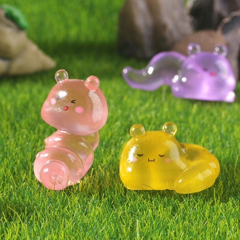 Set aus 4 lustigen im Dunkeln leuchtenden Raupen Harze Schreibtischdekorationen Miniaturornamente für Heim Büro Landschaftsdekoration