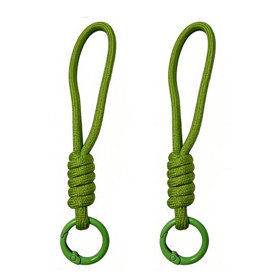 

2Pcs Braided Rope Pendant Lightweight High-Elastic Keychain Holder with Reinforced Knot Design Macaron Color Mobile Phone Case Lanyard зелений