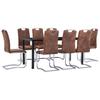 Day and Night - Day and Night Dining Set 9 Pieces Brown Artificial Suede Leather