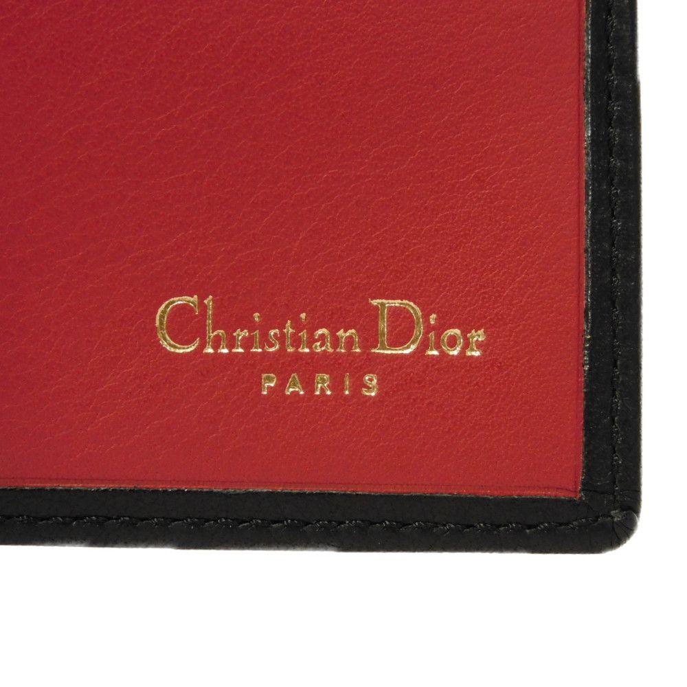Used 10656 Trifold Wallet 7942, Old Style, Smooth Calfskin, Vintage, Old Red, Two-Tone CD Logo, Black, Unisex from