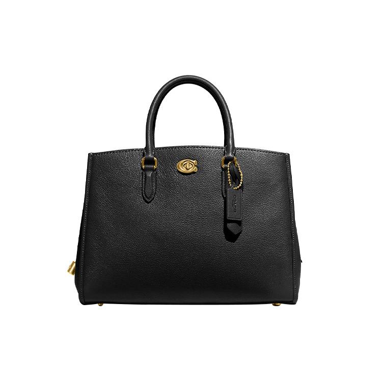 New COACH Brooke Polished Pebbled Leather Shoulder Bag, Crossbody Bag, Handbag Large Women's Black CE730-B4BK