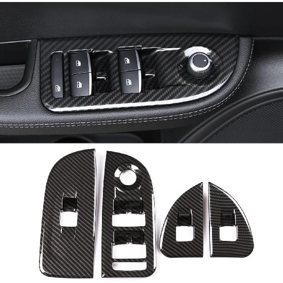 TOYCIDFG Car Door Inner Handle Window Lift Button Panel Cover Trim Compatible with Alfa Romeo Giulia 2017-2021, Carbon Fiber Pattern Car Decoration