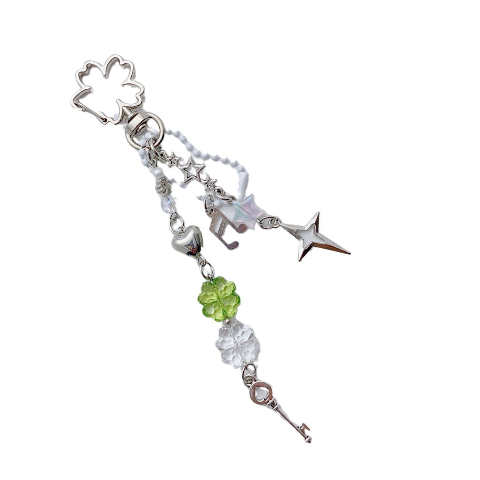 

Модный брелок для ключей в виде цветка и звезды, акриловый брелок, держатель для ключей, аксессуар, бисерная подвеска из сплава для женских сумок и рюкзаков зелёный