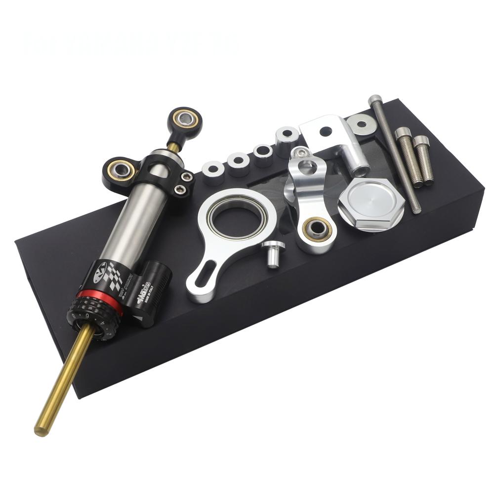 CNC Aluminum Adjustable Motorcycles Steering Stabilize Damper Bracket Mount Kit For YAMAHA YZF R6 2006-2020 R1 2002-2016 Silver