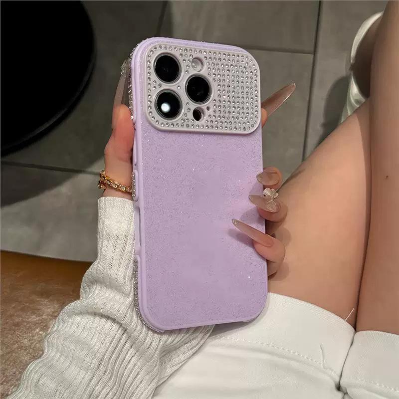 Premium Glitter Window Phone Case for iPhone 17 Pro with Full Diamond Lens Cover