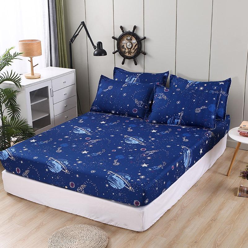 Bedovertrek met opdruk, strak passend, stofwerend, beschermhoes voor eenpersoons, tweepersoons, queen, king bed 1 stuk pillowcase 50x75cm