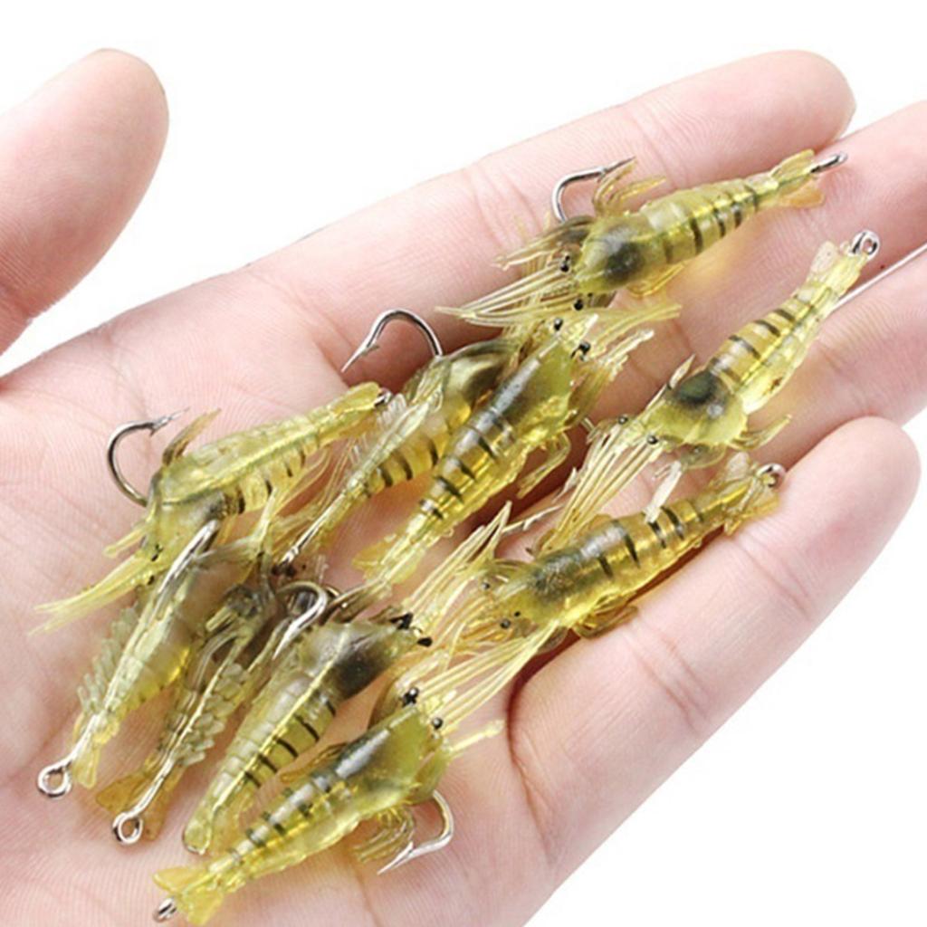 10 Stück Garnelenköder Haken Weiche Garnelen Angelköder Weiche Köder Weiche Garnelen Angelköder Simulation Weiche Garnelenköder Garnelen