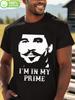 Local"I'm In My Prime" Graphic T-shirt - Casual Crew Neck Short Sleeve