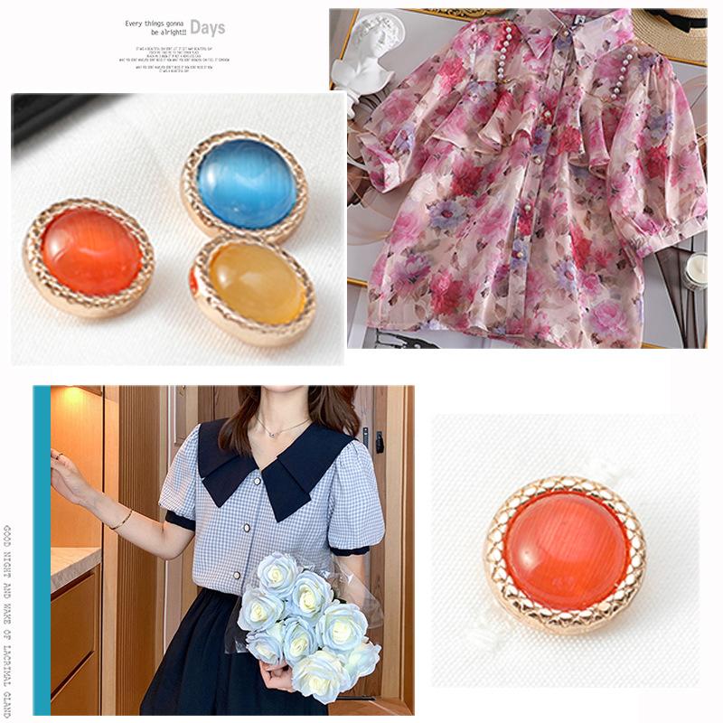 High-End-Knöpfe, Kleidung im kleinen Duftstil für Damen, Röcke, Hemden, Knöpfe, farbiges Metall, runde Accessoires, dekorative Accessoires.