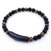 Stainless Steel Tigers Eye Beaded Bracelet Men Women Geometric Style Fashion OL Jewelry