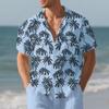 Summer men's beach short-sleeve shirt, coconut tree print, loose-fitting Hawaiian vacation shirt for men
