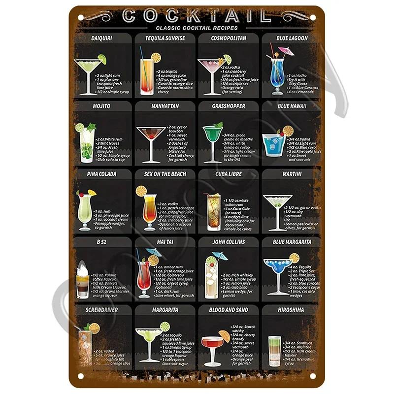 Retro Drink Plaque Art  Beer Wine  Whiskey Decor for Bars  Man Caves