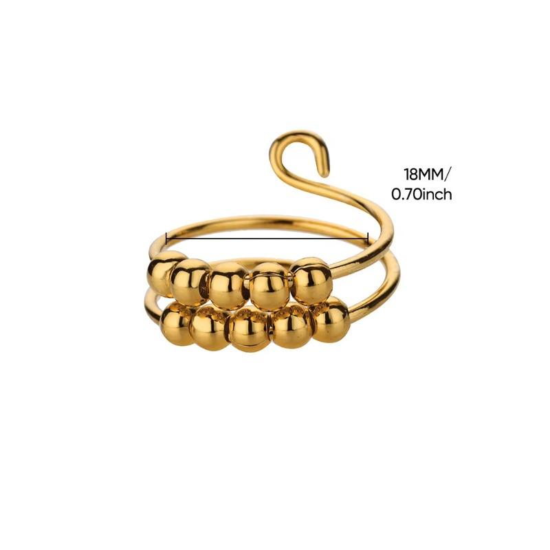 Hot-selling spiral beads can be rotated to relieve anxiety opening ring k gold simple men's and women's bead ring