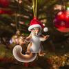 Christmas Ornament 2D Acrylic Dog/Bear/Bee/Rabbit/Rooster Hanging Decoration Cartoon Animals Xmas Tree Pendant for Home