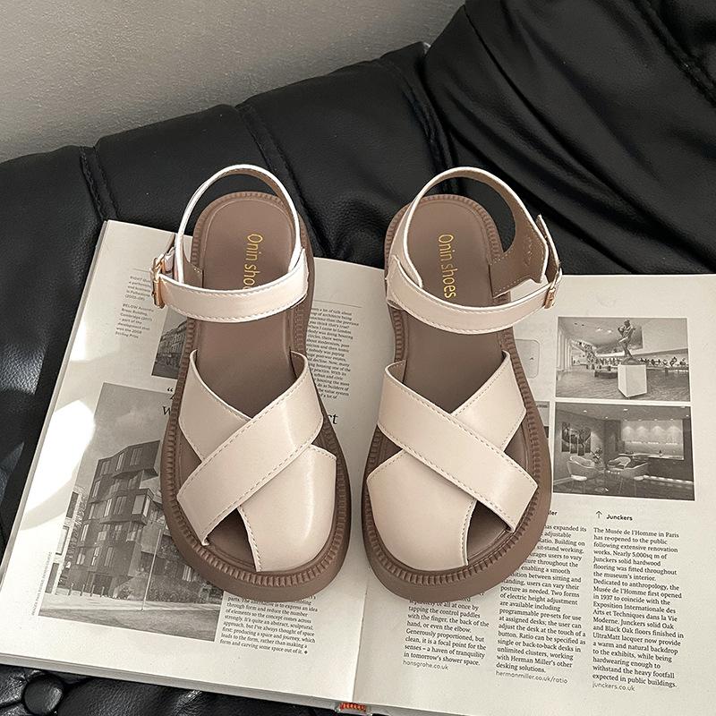 

New summer new thick-soled beach Roman shoes women s hollowed-out skirt muffin non-slip sandals women 40