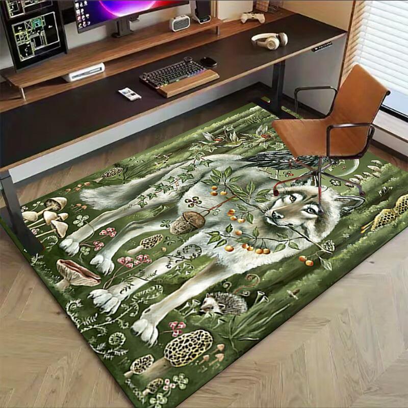 1PC Wolf Forest Extra Large Non Slip Floor Carpet, Office, Family, Bedroom, Studio Large Area Rug Indoor Rugs, Vibrant Colors