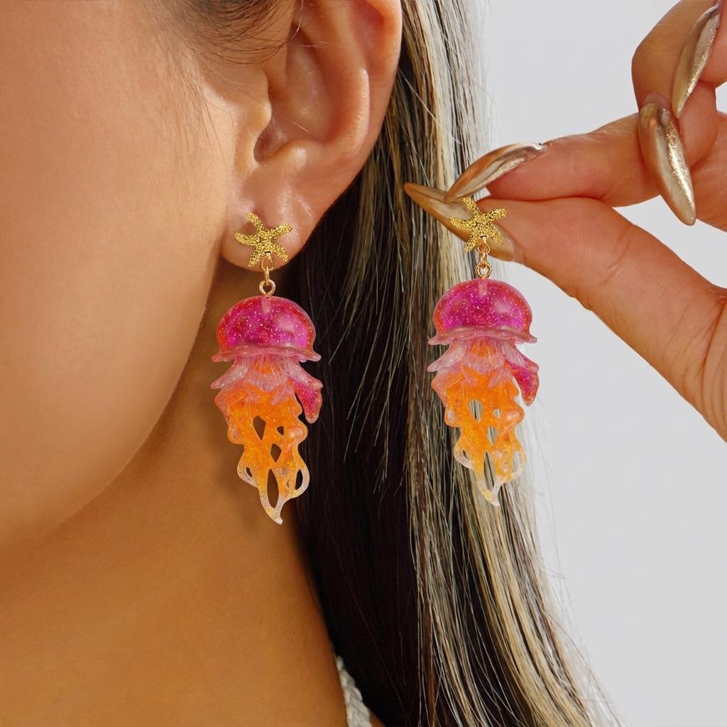 Exquisite Boucles d'Oreilles à Pompons Coquillage & Étoile de Mer pour Femmes – Polyvalentes, Style Bord de Mer de Niche
