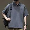 Japanese Vintage Breathable Moisture Wicking Men's Loose Polo Shirt - Wrinkle Resistant Casual Sport Short Sleeve Collared Shirt
