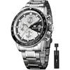 Men's Quartz Multi-Function Watch Stainless Steel Waterproof Luminous Date Analog Fashion Office Student White