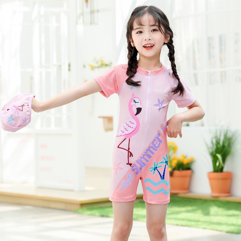 Girls' One-Piece Swimsuit 2024: New Style Boxer Design for Middle and Older Children