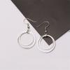 Silver Double Circle Hook Earrings Bohemian Women's Dangle Earrings Small Round Hanging Earrings Boucle D’oreille Femme