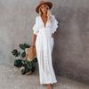 New Bamboo Cloth Button Waist Rope Long Skirt Cardigan Vacation Beach Jacket Sunscreen Clothes Long Skirt Bikini Blouse Women