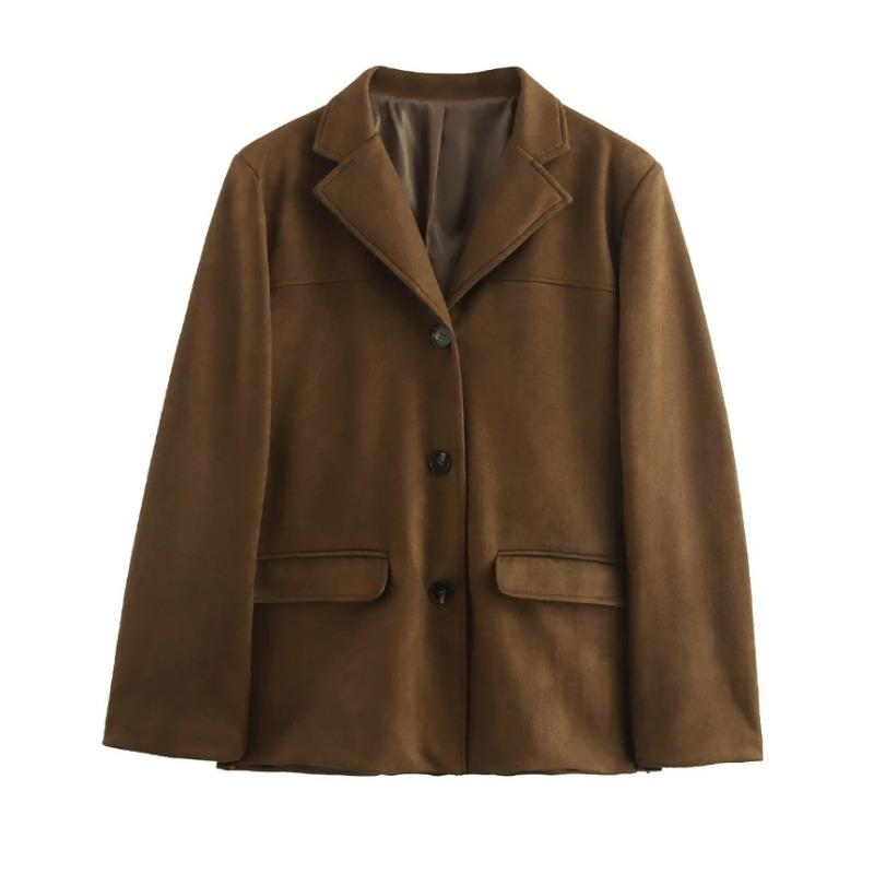 Женская винтажная замшевая куртка S темно-коричневого