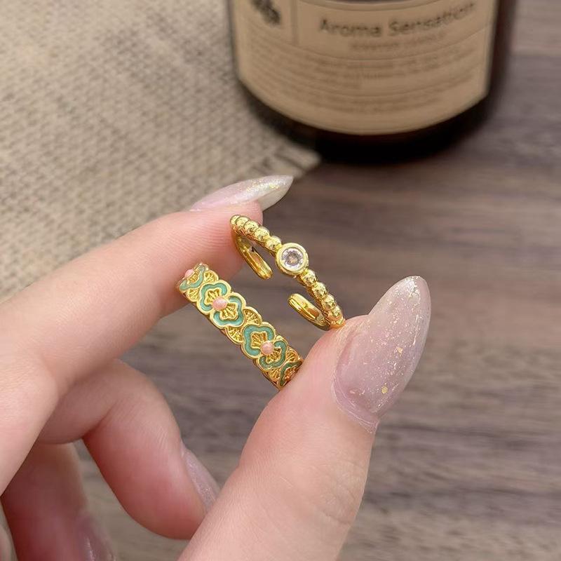 Enamel Cloud Ruyi Filigree Butterfly Open Ring Ring National Style Stacked Wearing Niche High-End Ring Woman