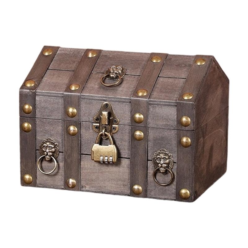 Wood Jewelry Chest With Metal Lock For Jewelry Storage And Rustics Home Decoration Accent